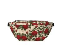 Many Red Roses - Riñonera cruzada grande, regalos para disfrutar de deportes, festivales, entrenamiento, viajes, correr, casual, color negro, talla única, Black, Talla única