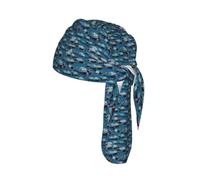 Many Sea Turtle-Blue Print Cycling Skull Cover Moisture wicking Headwrap Under Helmet Tie Back Modern Beanie 22-24 In