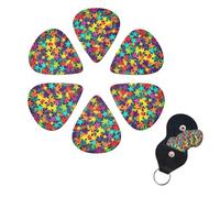 Many Stars - Juego de 6 púas de celuloide de diferentes grosores con soporte para púas de guitarra, púas de guitarra personalizadas para guitarra acústica, guitarra eléctrica, bajo