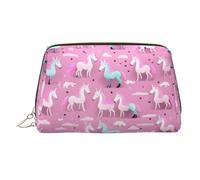 Many Unicorns - Estuche de belleza portátil con estampado rosa, bolsa de viaje compacta con ranuras interiores organizadas para uso diario, Gold, One Size