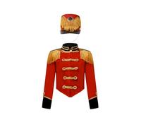 Manyakai Disfraz de Director de Banda de Música Bateristas para Niños Chaqueta Terciopelo de Majorette de Tambor Mayor con Sombrero Costume 3-14 Años B rojo 9-10 años