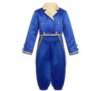 Manyakai Disfraz de Rey Real Príncipe Encantador con Chaqueta Esmoquin y Pantalones Bombachos Disfraces de Cuentos Infantiles para Fiesta Carnaval 5-14 Años Azul real 9-10 años