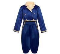 Manyakai Disfraz de Rey Real Príncipe Encantador con Chaqueta Esmoquin y Pantalones Bombachos Disfraces de Cuentos Infantiles para Fiesta Carnaval 5-14 Años Azul marino 9-10 años