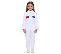 Manyakai Disfraz Niño Astronauta de Viajero Espacial Traje Espacial de Estados Uniforme con Cremallera y Cintura Añade Disfraz de Guerrera Cuadrilla Blanco 6-7 años