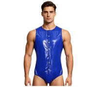 Manyakai Hombre Combines Plástico Reutilizables Bikini Pañales Hombres Incontinentes Monos Lucha Body Rojo Traje Completo Corto Carrera Azul Real M