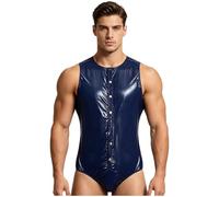 Manyakai Hombre Combines Plástico Reutilizables Bikini Pañales Hombres Incontinentes Monos Lucha Body Rojo Traje Completo Corto Carrera Azul Oscuro 3XL