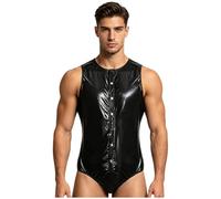 Manyakai Hombre Combines Plástico Reutilizables Bikini Pañales Hombres Incontinentes Monos Lucha Body Rojo Traje Completo Corto Carrera Negro S