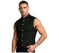 Manyakai Hombre Traje Corsario Hombres Pirata Chaqueta Vaquero Del Oeste | Chaleco Pirata,Ajustado,Musculosa Vikinga Medieval,Club,Vacaciones,Festival De Música,Rave,Bar Nocturno,Rétro,Discoteca