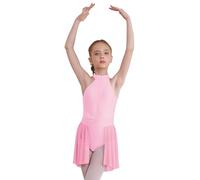 Manyakai Maillot de Patinaje Artístico Competición para Niña sin Manga Vestido de Danza Jazz con Pedrería Brillante Vestido de Bailarina Ballet 5-16 Años Rosa 15-16 años