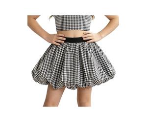 Manyakai Minifalda para Niña Faldas Fiesta Playa Verano Falda Cintura Alta a Globo Vida Cotidiana Casual Blanco y Negro 10-11 años