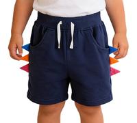 Manyakai Pantalones Cortos Deportivos para Niños Pantalón con Cintura Elástica Vida Cotidiana Casual Creación Azul Marino 12-24 Meses