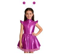 Manyakai Traje Extraterrestre Alien de Brillante para Niñas Vestido sin Mangas con Diadema Espacial Disfraz de Guerrera Cuadrilla Galáctica Disfraz Soldado del Espacio Rosa oscuro 15-16 años