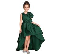 Manyakai Vestido Largo de Niña Elegante sin Mangas Irregulares con Bowknot Vestido de Noche Formal para Fiesta Cóctel Concurso de Bodas Gala Verde 11-12 años