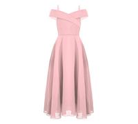 Manyakai Vestido Princesa de Fiesta para Niña con un Hombro Vestido de Gasa Plisada de Ceremonia Graduación Vestido de Desfile de Boda Flores Niña 7-16 Años Rosa 13-14 años