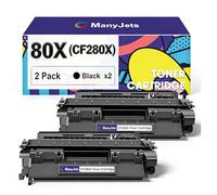 ManyJets Cartucho de tóner compatible 80X CF280X para impresora HP 80X CF280X 80A CF280A, color negro, uso para impresora HP Pro 400 M401a M401d M401n M401dn M401dne M401dw MFP M425dn M425dw P2035
