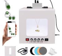 MANYOUYOU Kit De Caja De Luz para Fotografía De Joyas con Función De Rotación Eléctrica De 360°, 4 Luces De Relleno, Brillo Ajustable, Compatible con Colgar O Colocar Joyas. 20cm