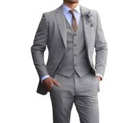 MANYUBEI Traje De 3 Piezas para Hombre, Esmoquin Ajustado, Chaqueta De Talla Grande con 2 Botones Vestido De Cena para Novio De Boda Chaqueta Informal De Negocios, Chaleco Y Pantalones,7XL,Grey