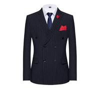 MANYUBEI Trajes para Hombre, Chaqueta De Esmoquin Blazer De Boda Rayas Suelta Cruzada Aberturas Laterales Informal De Negocios Anfitrión De Banquete Chaqueta Formal Ropa para Hombres Gordos,60,Blue