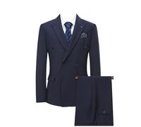 MANYUBEI Trajes para Hombre, Chaqueta De Esmoquin De 2 Piezas Chaqueta De Boda Talla Grande Holgada, Cruzada 2 Botones Chaqueta Formal De Negocios, Chaqueta Y Pantalones,4XL, Navy Blue