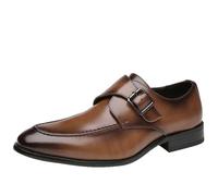 MANYUBEI Zapatos De Cuero para Hombre, Mocasines Sin Cordones con Hebilla En Punta, Zapatos Formales Informales De Negocios, Trabajo De Oficina, Zapatos Cómodos Y Transpirables, 45 EU,Brown