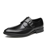 MANYUBEI Zapatos De Cuero para Hombre, Mocasines Sin Cordones con Hebilla En Punta, Zapatos Formales Informales De Negocios, Trabajo De Oficina, Zapatos Cómodos Y Transpirables, 43 EU,Black