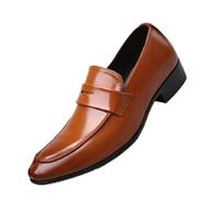 MANYUBEI Zapatos De Cuero para Hombre, Mocasines Sin Cordones De Gran Tamaño Zapatos De Vestir Informales De Negocios Punta Baja Punta Puntiaguda Trabajo De Oficina, Zapatos Cómodos, 46 EU,Yellow