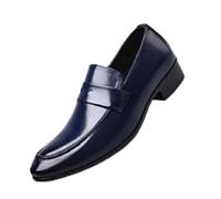 MANYUBEI Zapatos De Cuero para Hombre, Mocasines Sin Cordones De Gran Tamaño Zapatos De Vestir Informales De Negocios Punta Baja Punta Puntiaguda Trabajo De Oficina, Zapatos Cómodos, 43 EU,Blue