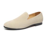 MANYUBEI Zapatos De Cuero para Hombre, Mocasines Sin Cordones De Gran Tamaño Zapatos Informales De Negocios Punta Baja Esmerilada Punta Puntiaguda Trabajo De Oficina, Zapatos Cómodos, 45 EU, Beige