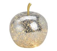 Manzana de cristal decorativa con iluminación, 20 LED y temporizador, plata, Ø 16x17 cm