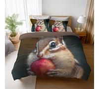 Manzana Funda Nórdica 280 X 240 cm, Ropa de Cama 200, Ardilla Juego de Cama de Microfibra Suave Marrón, para Habitación Infantil & Dormitorio con Cremallera, Marrón