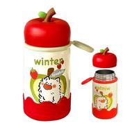 Manzana Termo, 300 ML Animados Thermos, Taza Térmica infantil, Botella Agua Niños Acero Inoxidable, Taza de Viaje de Café a Prueba de Fugas, Interior de Acero Inoxidable, Para Café, Té y Deporte