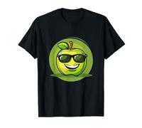 Manzana verde con gran sonrisa y gafas de sol geniales Camiseta
