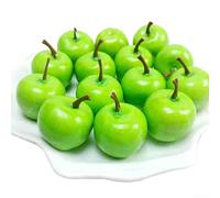 Manzanas artificiales, 10 mini manzanas de plástico falsas, simulación realista para el hogar, casa, cocina, mesa, canasta, fotografía, fiesta, decoración, manzanas, rojo/verde