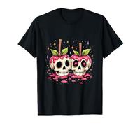 Manzanas de Caramelo de Calavera Rosa Lindo diseño de Halloween Kawaii Camiseta