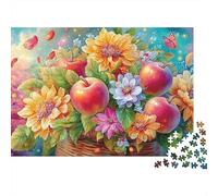 Manzanas y Flores en una Cesta Puzzle De 1000 Piezas temática Fruta Desafiante Y Educativo para Todas Las Edades 70x50cm/1000pcs