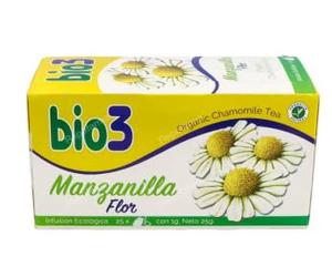 Manzanilla Flor, Infusión Ecológica de Manzanilla Orgánica, 25 Sobres, 25g. Pack de 4