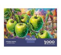 Manzano lluvioso 1000 Pcs Juego De Rompecabezas En Cartulina Premium para Momentos Familiares Hojas Manzana Verde Que Puede Servir como Decoración Mural Y Gran Regalo 70x50cm/1000pcs