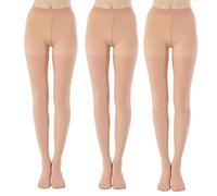 MANZI 1-3 pares de medias básicas convertibles para ballet de transición para mujer y niña, 40 denier, 3 pares de piel natural, XXL