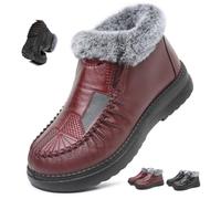 MAOAEAD Botas de nieve cálidas y gruesas, impermeables, antideslizantes, de piel de algodón, ajuste ancho, suela antideslizante, para mujeres mayores, Red, 36.5 EU