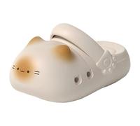 MAOAEAD Zapatos con estampado de pata de gato para mujeres y hombres, zapatos de verano con estampado de pata de gato, unisex, lindas pantuflas de EVA para el hogar, baño, sandalias de gato, beige, 44