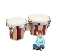 Maodom Bongos de madera para niños | Instrumento de tambor de mano de madera | Bongos de 6 y 7 pulgadas para niños, adultos, principiantes, instrumentos de percusión educativos