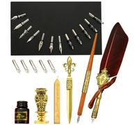 Maodom Juego de pluma y tinta | Juego de pluma de inmersión antigua con tinta | Sumerja, de sellado, sello de sellado, herramienta de sobre, el mejor kit de regalo para escribir, dibujar, firmas