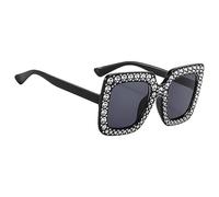 Maodom Lentes de sol con diamantes de imitación, elegantes para mujer, lentes de sol de para mujer, lentes de sol brillantes con marco cuadrado de gran tamaño, actividades de verano, Black, Refer