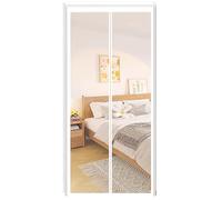 MAODUZI Protector de Puerta Magnético 85x190cm, Cortina de Partición Invierno Instalación Adhesiva Cortinas de Ventana, para Puertas Ventanas Balcón.Transparente-Blanco