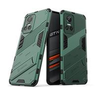 MAOGE Funda para Realme GT Neo 3 (GT Neo3) Estuche, Carcasa de Antigolpes [Rugged Armour] Soporte Plegable Oculto Silicona TPU Bumper Anti-Caída Case - Verde