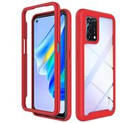 MAOGE Transparente Funda para OPPO A74 4G, Estuche Antigolpes Ligero Caso PC Carcasa Doble Bumper Silicona TPU y Built-in Marco Anti-caída - Rojo Oscuro