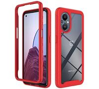 MAOGE Transparente Funda para OPPO Reno 8 Lite/OPPO Reno 7 Lite/Reno 7Z, Estuche Antigolpes Ligero Caso PC Carcasa Doble Bumper Silicona TPU y Built-in Marco Anti-caída - Rojo Oscuro