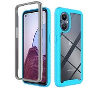 MAOGE Transparente Funda para OPPO Reno 8 Lite/OPPO Reno 7 Lite/Reno 7Z, Estuche Antigolpes Ligero Caso PC Carcasa Doble Bumper Silicona TPU y Built-in Marco Anti-caída - Azul Claro