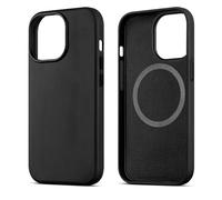 maogoam Funda de piel auténtica Crazy Horse para iPhone 14 Pro Max, compatible con MagSafe, estilo Indiana-Jones, color negro