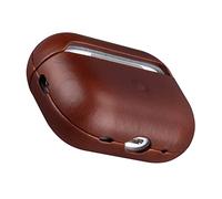 Maogoam Funda de piel auténtica para AirPods Pro 2, de alta calidad, piel de vacuno engrasada, resistente y superficie pátina, color marrón rojizo